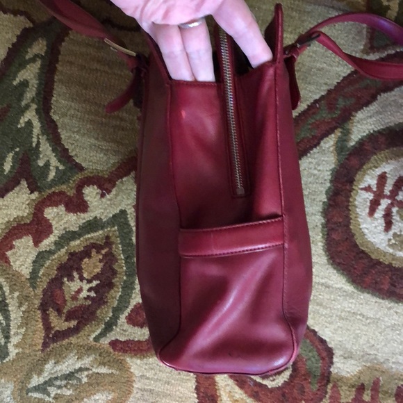 FRANKLIN COVEY Red Leather Briefcase Purse Executive Size Dual Strap TOTE Zipper - Picture 14 of 16